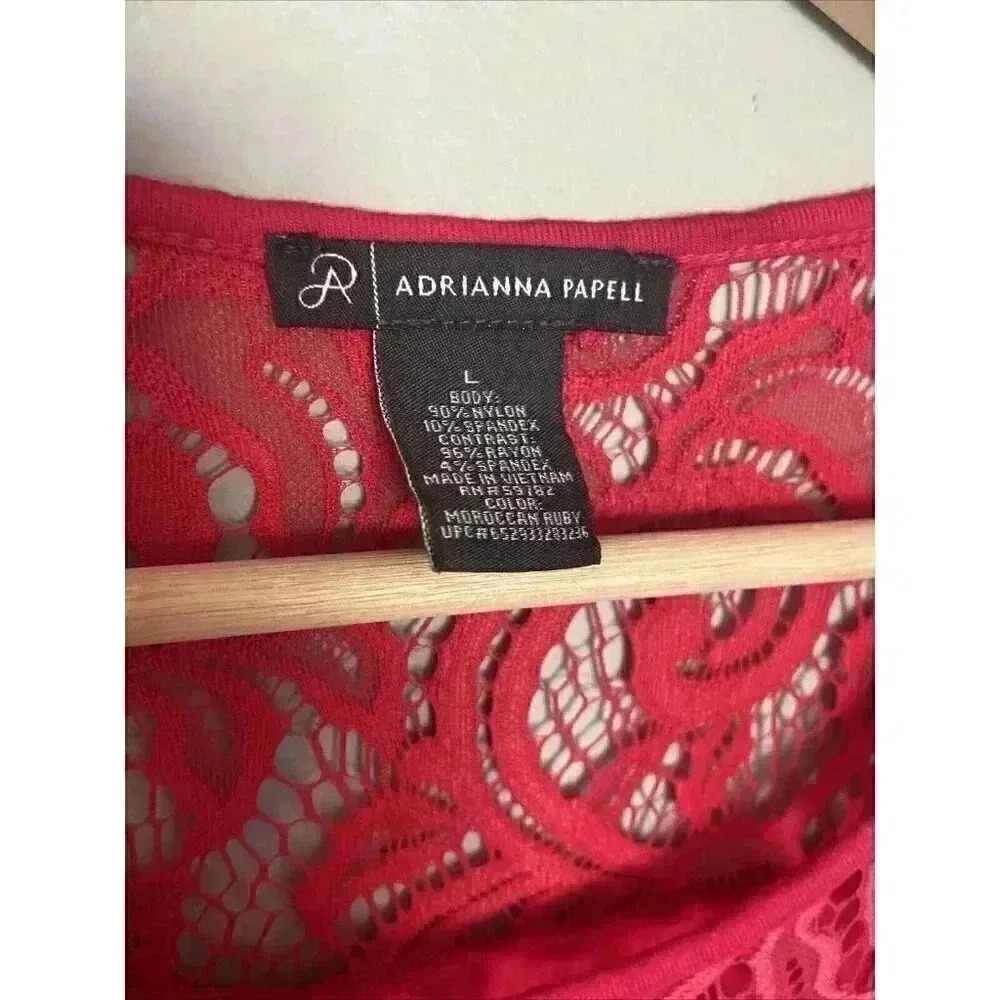 Adrianna Papell Red Lace Blouse - Picture 3 of 8